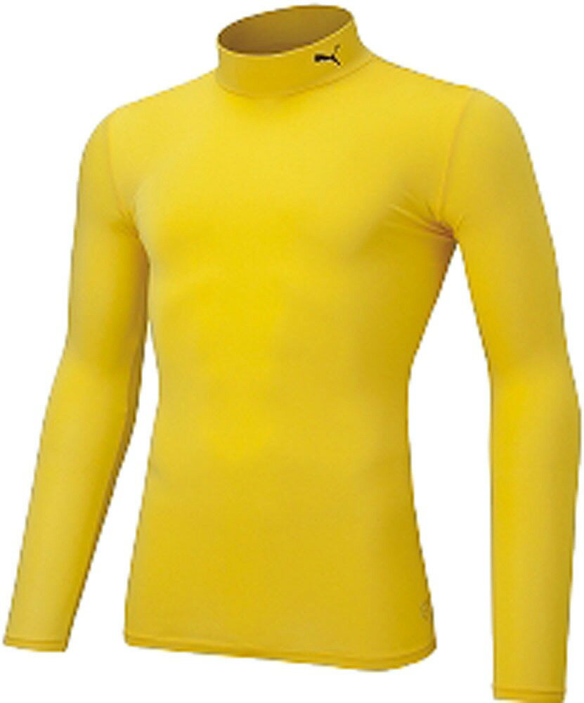 Long-Sleeved - プーマ コンプレッション ジュニア モックネック 長袖シャツ（サイバーイエロー/プーマブラック・サイズ：140） PJ-656332-07-140 PUMA