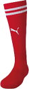 PJ-729882-01-21 プーマ ライン入り ジュニア ストッキング(プーマレッド/プーマホワイト・サイズ:21) PUMA