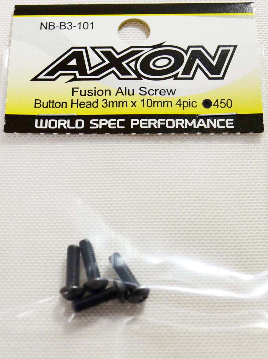 【返品種別B】□「返品種別」について詳しくはこちら□※画像はイメージです。実際の商品とは異なる場合がございます。【商品紹介】AXON　Fusion Alu Screw (Button Head 3mm x 10mm 4pic) です。模型＞ラジコン＞ラジコンパーツ・メーカー別＞AXON