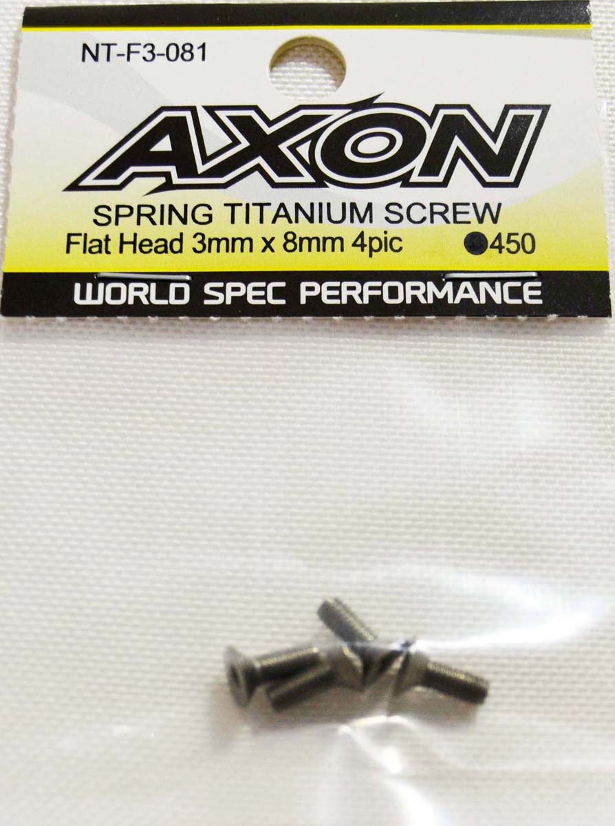 AXON SPRING TITANIUM SCREW (Flat Head 3mm x 8mm 4pic)【NT-F3-081】 ラジコンパーツ