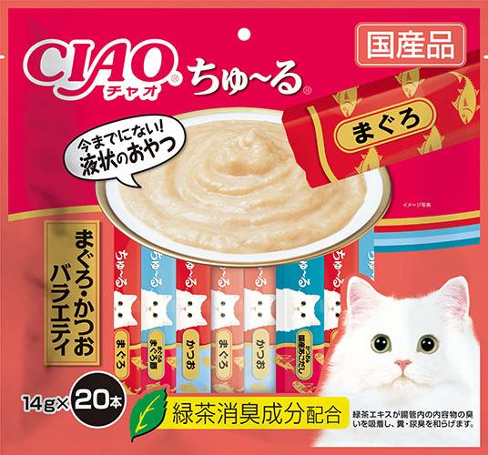 キャットフード　ウェット CIAO ちゅ〜る まぐろ・かつおバラエティ 14g×20本 いなばペットフード チユ-ルマグロカツオV20P