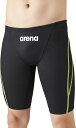 ARN1022M-BKYL-L アリーナ 男性用 競泳水着 ハーフスパッツ(ブラック・サイズ:L) 【FINA承認】 arena アクアアドバンスト