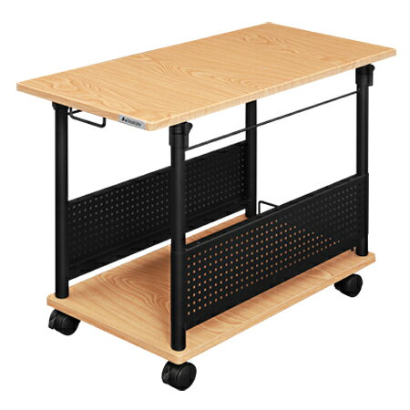 バウヒュッテ 昇降式L字デスク ワゴン（ウッド） ラージタイプ BHD-820H-WD Bauhutte　天板サイズ39×82cm [BHD820HWD]