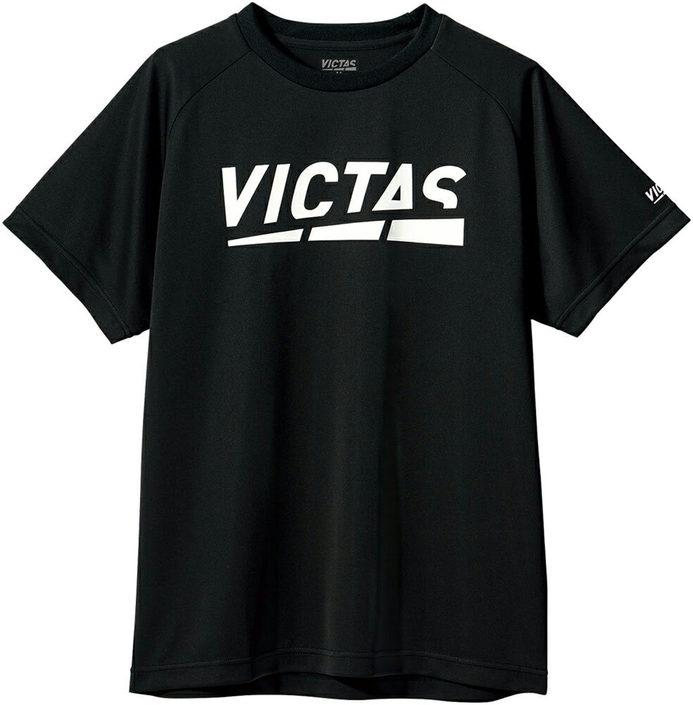 TSP-632101-1000-4XL ヴィクタス 男女兼用 卓球用プラクティスシャツ（ブラック・サイズ：4XL） VICTAS プレイ ロゴ ティー