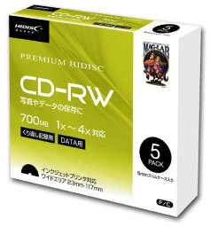 HIDISC データ用4倍速対応CD-RW 5枚パック700MB ホワイトプリンタブル ハイディスク HDCRW80YP5SC