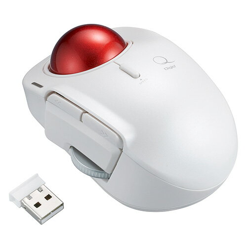 ナカバヤシ 【Qシリーズ】小型 無線 5ボタン レーザー式 人差し指 トラックボール（ホワイト） MUS-TRL..