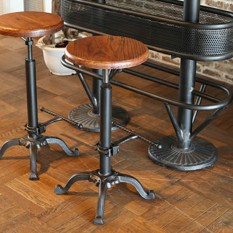 ダルトン(DULTON) バー スツール アンティーク(幅35×奥行35×高さ60～80cm・ブラック) S245-86ABK [S24586ABK]