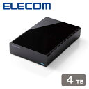 エレコム HDD 外付けハードディスク 4TB ファンレス静音設計  ラバーフット付（ブラック） ELD-HTV040UBK