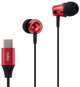 ラディウス USB Type-C接続 マイク＆コントローラー搭載ダイナミック密閉型カナルイヤホン(レッド) HP-NEL11CR
