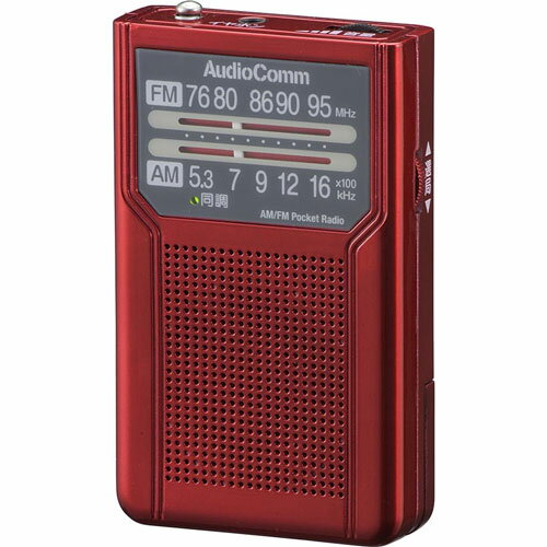 RAD-P136N-R オーム ワイドFM/AM ポケットラジオ（レッド） AudioComm OHM