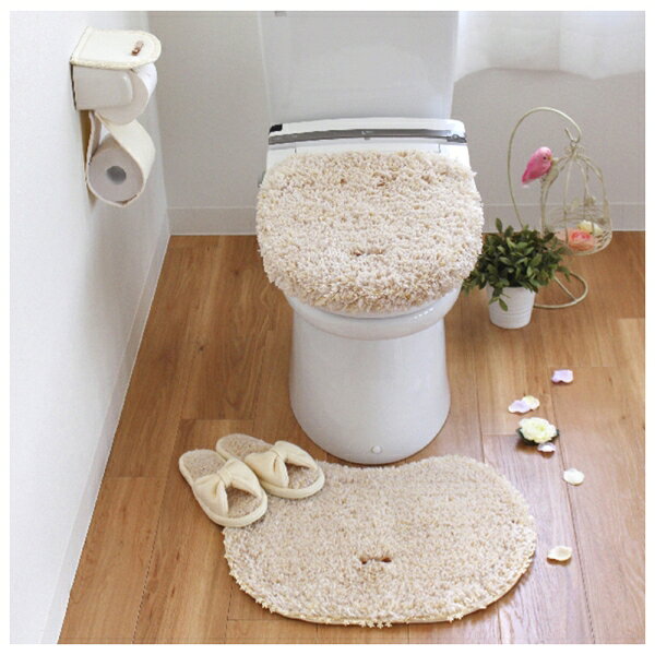 オカ プリス フルーリスフレ トイレマット 約42×55cm（ベージュ） オカ3032553 [オ...
