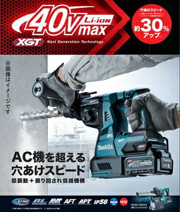 マキタ 充電式ハンマドリル 28mm 青 集じんシステム付き (40V2.5Ahリチウムイオン...