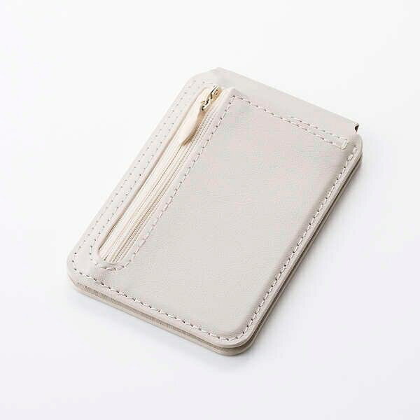 Joshin web 家電とPCの大型専門店のエレコム MagSafe カードウォレット スタンド iPhone用 磁気防止シート付 2枚収納+小銭ポケット 財布代用 マット素材 MAGKEEP（ベージュ） AMS-MAGCWSBG｜アングル2