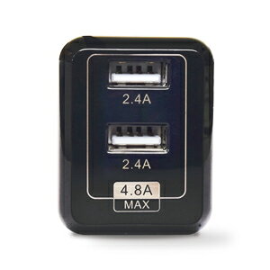 Joshin web 家電とPCの大型専門店のJTT USB充電器 cubeタイプ 2ポート 合計4.8A（ブラック） CUBEAC248BK｜アングル2
