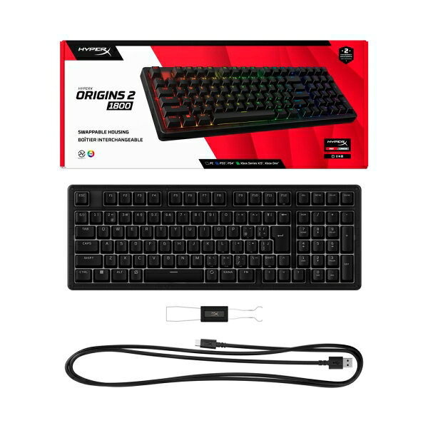 Joshin web 家電とPCの大型専門店のHyperX（ハイパーエックス） ゲーミングキーボード Origins 2 1800 (メカニカル式 リニア 日本語配列 PC PS5 PS4 Xbox Series X｜S Xbox One ブラック) B4QS4AA#ABJ｜アングル2