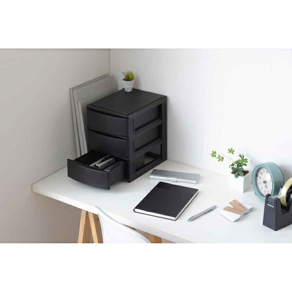サンカ 収納ケース 引き出し 幅19.5×奥行26.5×高さ26.5cm A5 浅3段(ブラック) NPDA5-A3BK 収納ケース [NPDA5A3BK] [2]