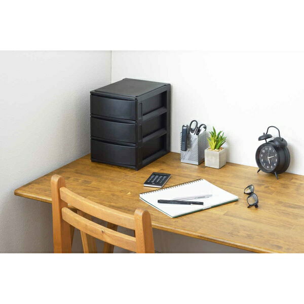 サンカ 収納ケース 引き出し 幅19.5×奥行26.5×高さ26.5cm A5 浅3段(ブラック) NPDA5-A3BK 収納ケース [NPDA5A3BK] [3]