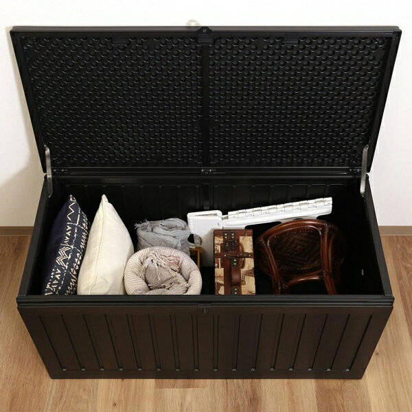 不二貿易 収納BOXベンチ 270L(幅109×奥行51.5×高さ55cm・ブラック) 38357 [38357フジボウエキ] [3]