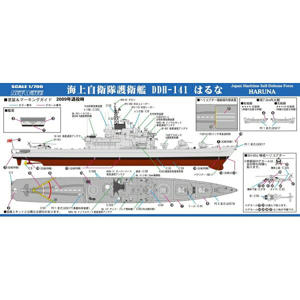 ピットロード 1/700 海上自衛隊 護衛艦 DDH-141 はるな 旗・旗竿・艦名プレートエ...