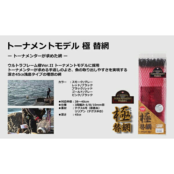 Joshin web 家電とPCの大型専門店の昌栄 ウルトラフレーム トーナメントモデル 極 替網 38〜40cm(ゴールド/グレー) 619-6 SIYOUEI タモ網｜アングル2