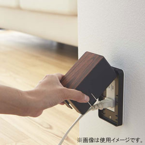 山崎実業 コンセントガード ウッディ(ブラック...の紹介画像2
