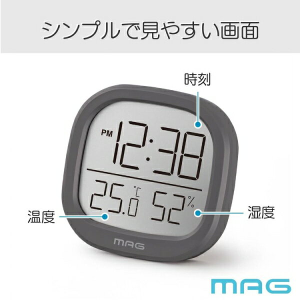 ノア精密 置き掛け兼用時計 MAG 時計付温度湿度計 TH106DGYZ [TH106DGYZ]【返品種別A】 [3]