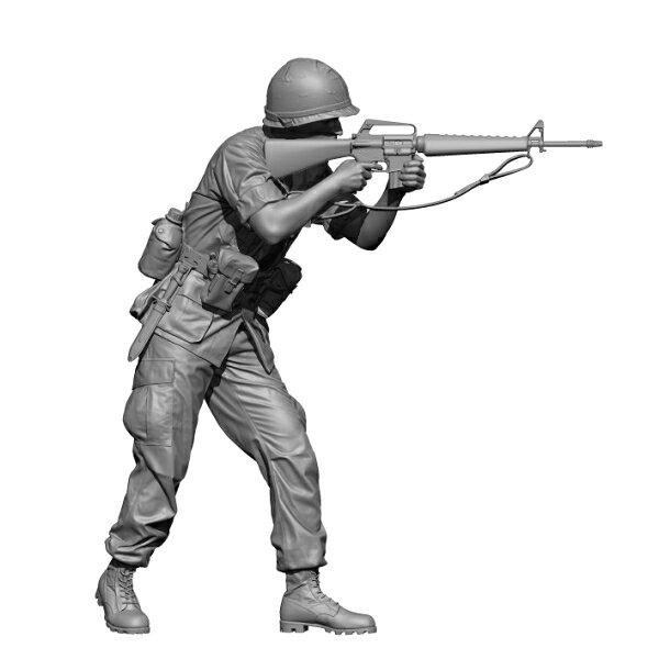 Joshin web 家電とPCの大型専門店のH3 Models 1/35 現用 アメリカ ベトナム戦争の兵士「止まれ！」【HS35101】 未塗装レジンフィギュア｜アングル3