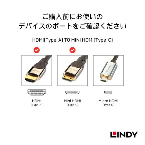 LINDY LINDY（リンディー）miniHDMIケーブル 3m ver2.0 『CROMO LINE』 (型番:4143...