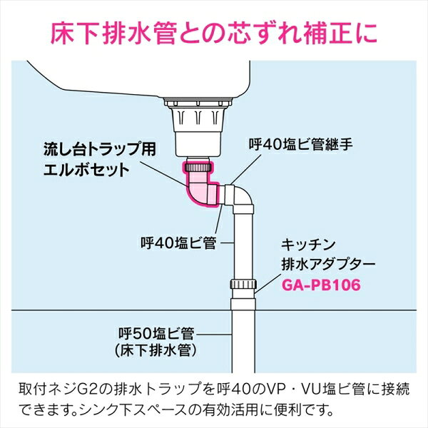 Joshin web 家電とPCの大型専門店のGAONA 流し台トラップ用排水エルボセット GA-PB123 ガオナ｜アングル3