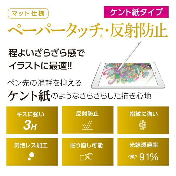 ナカバヤシ iPad 10.2インチ（第7世代/2019年）用 液晶保護フィルム ペーパータッチ・ケント紙タイプ TBF-IP19FLGPK