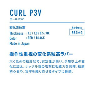 ヴィクタス 卓球ラバー CURL P3V（ブラック・サイズ：1.5） TSP-220020-0020-1.5 V...