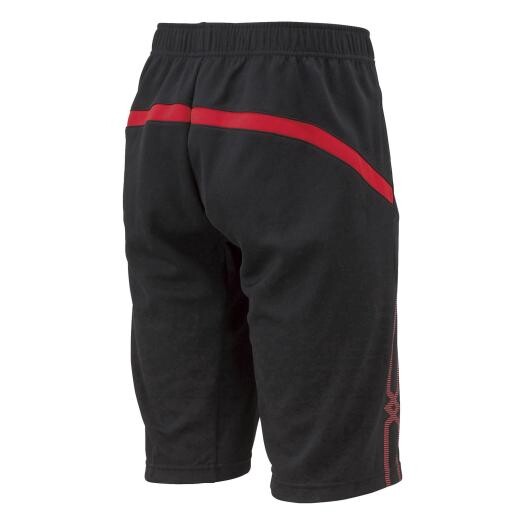 ミズノ MCライン　ウォームアップハーフパンツ（ブラック×チャイニーズレッド・サイズ：XS） 32MD211196XS MIZUNO