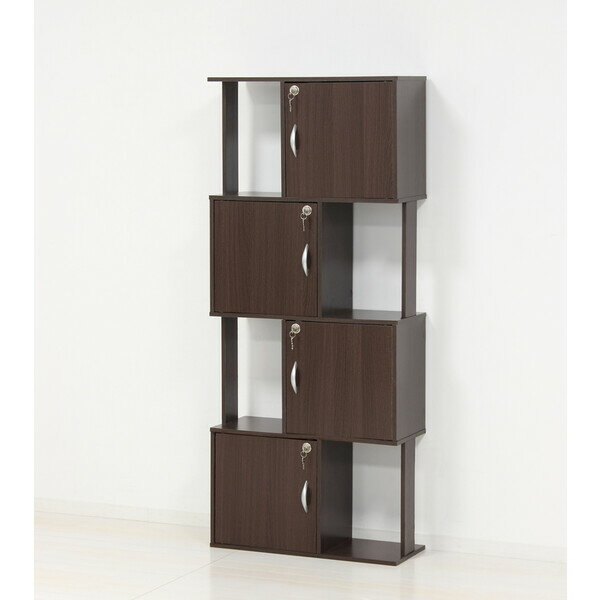 クロシオ ラック鍵付4段(ブラウン・幅59×奥行24×高さ139cm) 39424 [39424クロシオ]