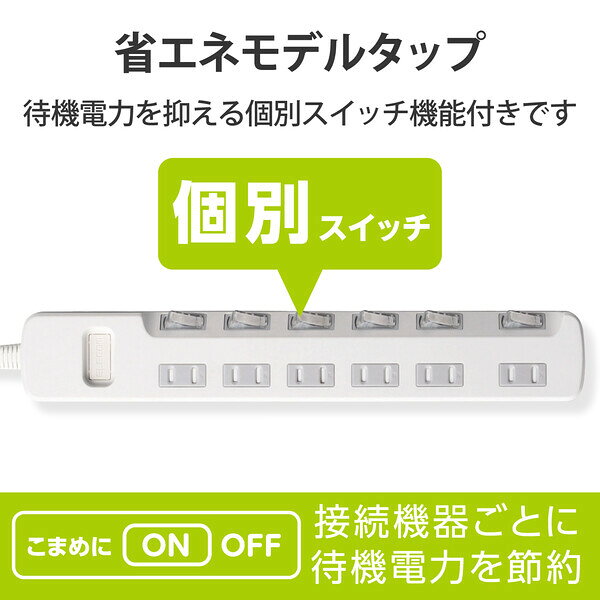 エレコム ほこり防止シャッター付 省エネタップ...の紹介画像2