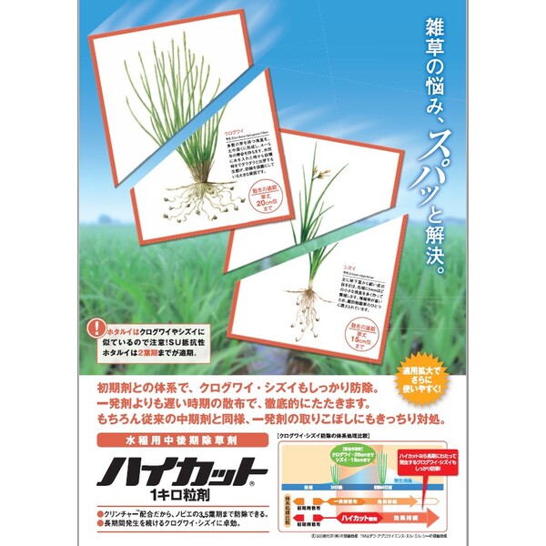 日産化学 除草剤 ハイカット1キロ粒剤 1kg NK-2057497 水稲用中後期除草剤 シハロ...