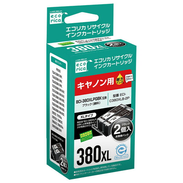 �����ꥫ �Υ���Υ� BCI-380XLPGBK �ߴ��ϥꥵ�����륤�󥯥����ȥ�å��ʴ����֥�å���2�ĥѥå� ecorica BCI-380XLPGBK�ߴ� ECI-C380XLB-2P