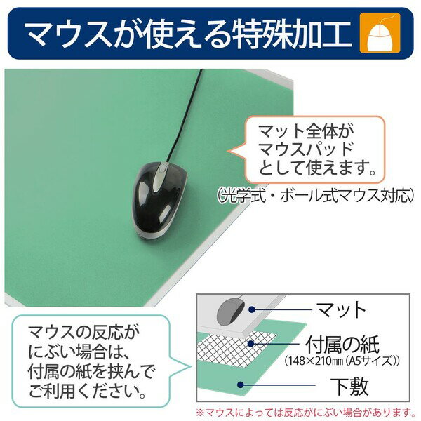 プラス 斜めカット デスクマット エコノミー 下敷き付き 半光沢 マウス対応 軟質 DM-010EW(41028)
