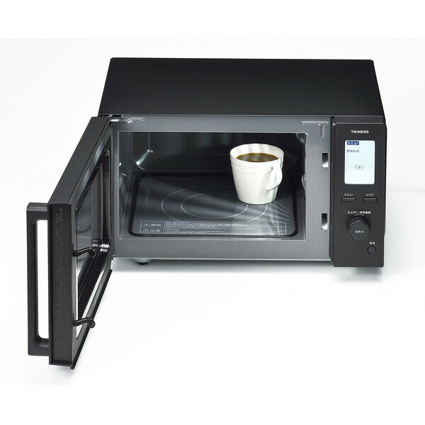 ツインバード 電子レンジ　18L　ブラック DR-F282B TWINBIRD　センサー付フラット...