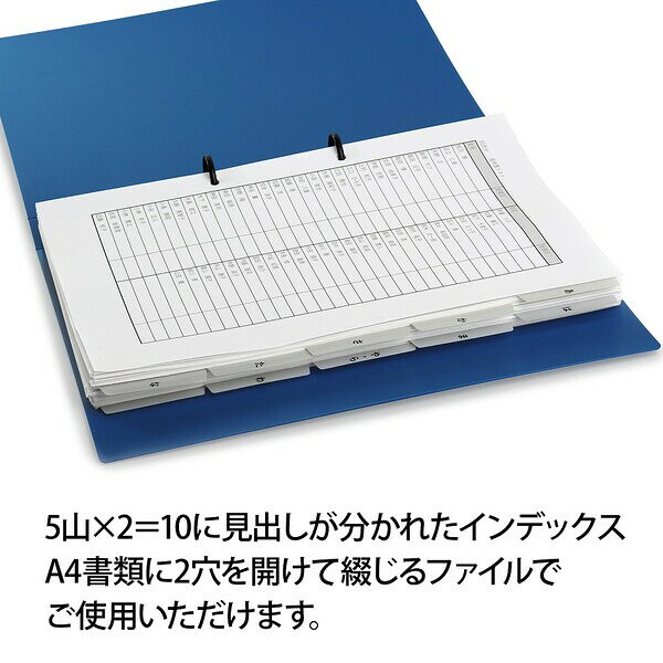 Joshin web 家電とPCの大型専門店のプラス 『たすけあ』 あ〜わ行 印字済みインデックス A4 5山 2穴 （グレー） FL-807IS(98079)｜アングル2