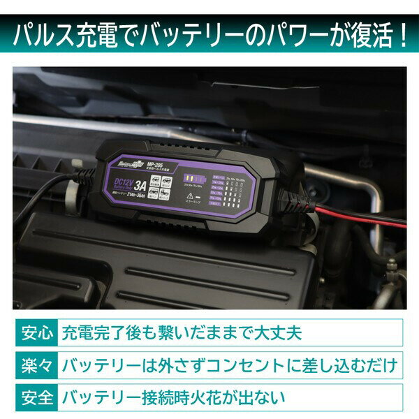 大自工業 全自動パルスバッテリー充電器 (軽自動車) 12V専用 MP-205 Meltec