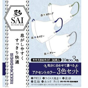 彩立体マスクアクセントカラー3色セット やや大...の紹介画像2