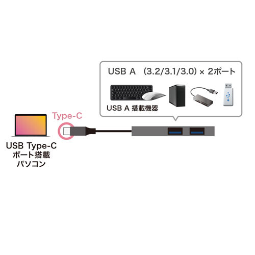 サンワサプライ USB Type-C 2ポート...の紹介画像3