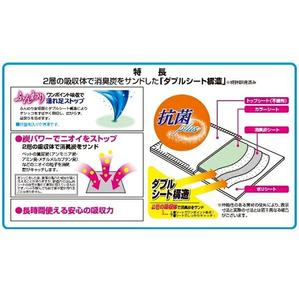 犬用品 消臭炭シート ダブルストップ レギュラー 100枚 クリーンワン Wストツプレ...