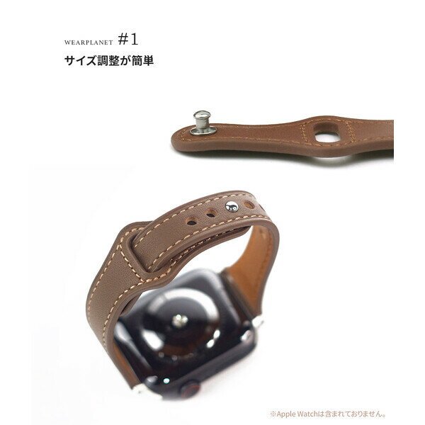 ウェアプラネット Apple Watch SE / Series 8 / 7 / 6 / 5 / 4 / 3 / 2 / 1 [ 41mm 40mm 38mm ] Slim Line フラット本革バンド（ミッドナイトブルー） WEARPLANET WP23213AWMB