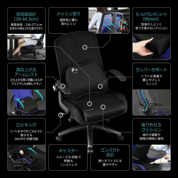 バウヒュッテ ゲーミングメッシュチェア (グリーン) バウヒュッテ(Bauhutte) BG-130-GN [3]