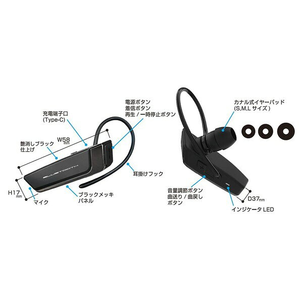 ������� Bluetooth5.2 �����ߥʡ���ũ����ۥ�ޥ��� ��®���šʥ֥�å��� BL-118