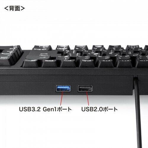 サンワサプライ USBハブ付コンパクトキーボード　テンキー付き/USB3.2×1・USB2.0×1ポート SKB-KG2UH3BK 2