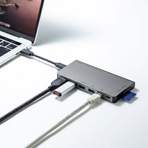 Joshin web 家電とPCの大型専門店のサンワサプライ USB Type-C ドッキングハブ (カードリーダー付き) USB-3TCH14S2｜アングル3