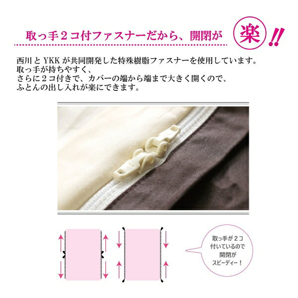 西川(nishikawa) 日本製綿100%掛けふとんカバー ME07(ダブル・ホワイト) 2187-27295-700 mee(ミーィ) [218727295700] [3]