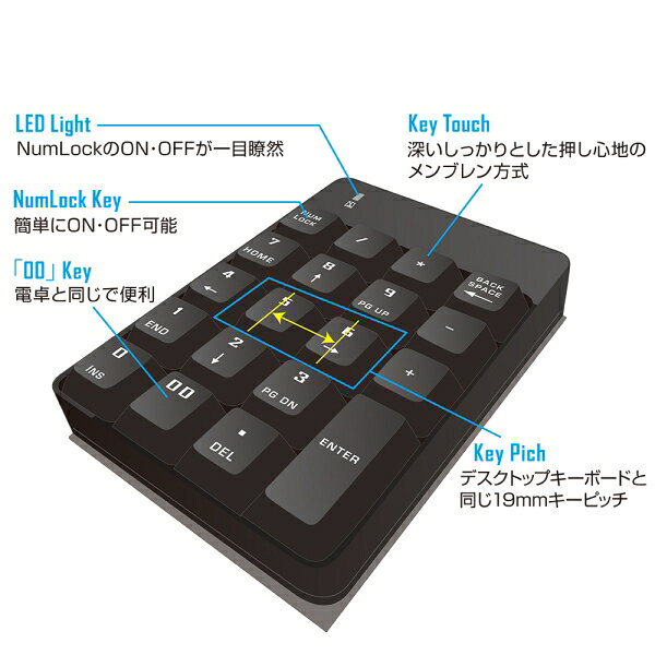 ナカバヤシ シンプル USB有線 テンキーボード(ブラック) TNK-SU234BK